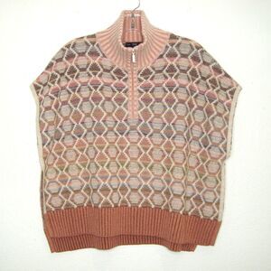 IVKO Woman Wool Cashmere Blend 1/2 Zip Oversized Poncho Sweater